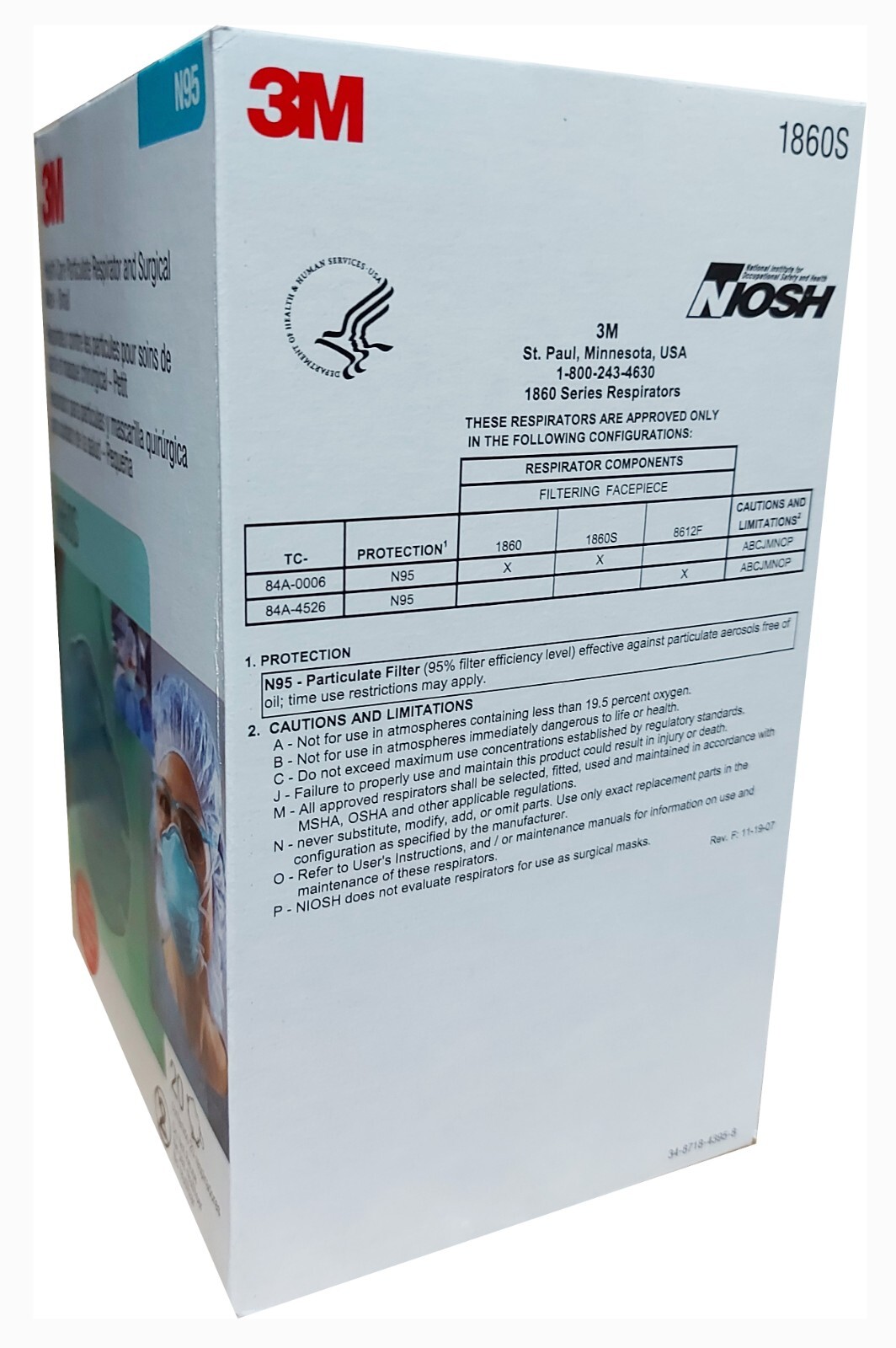 3M™ NIOSH Respirator & Surgical Mask Exp2027, 80 pcs (Child) 1860s N95 Authentic