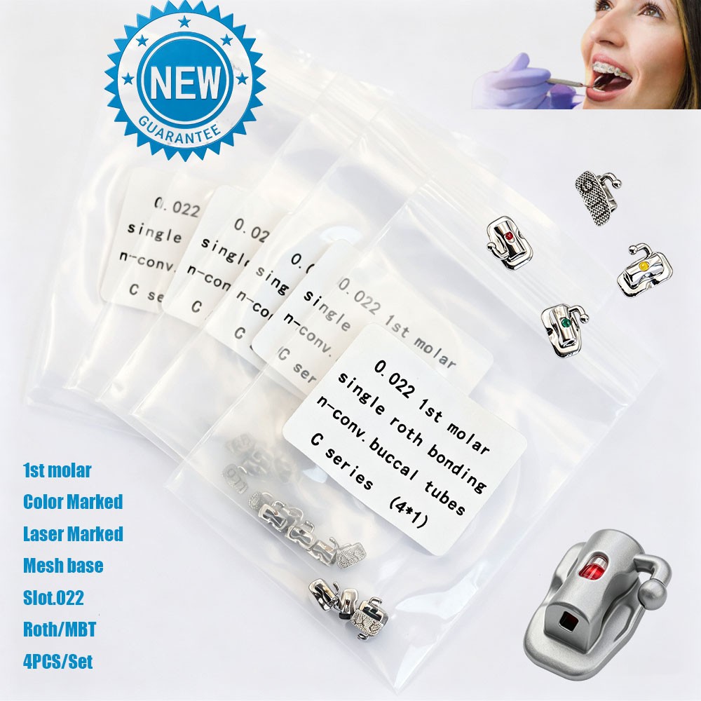 Dental Ortho Bondable Buccal Tube Roth MBT .022 1st/2nd Molar Laser Color Marked