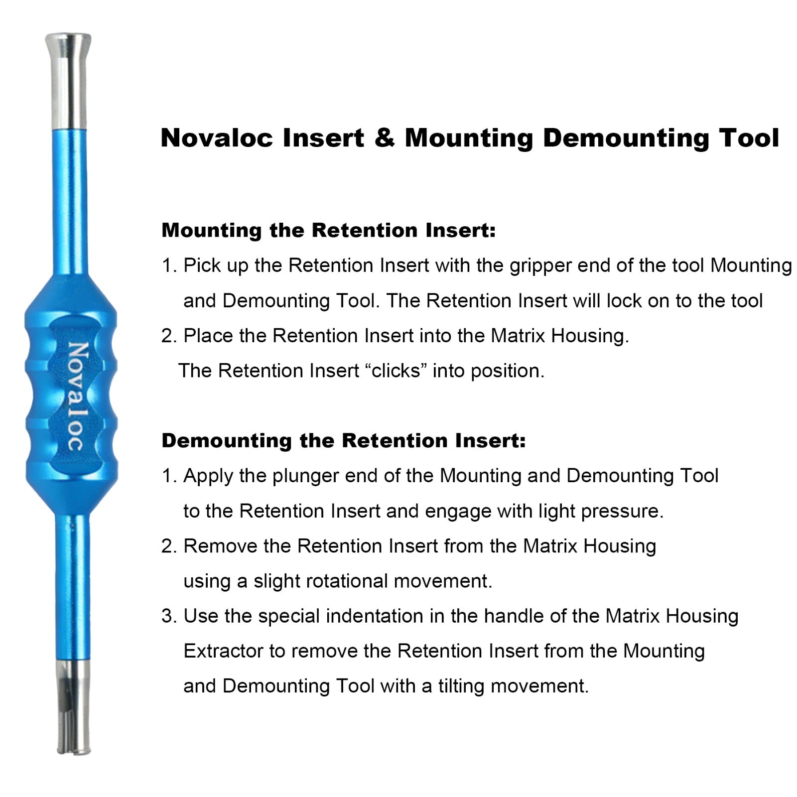 Dental Novaloc Retention Cap Kit Peek Matrix Inserts Mounting Demounting Tool