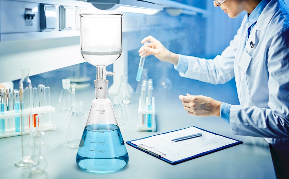 Borosilicate Glass 500ml Buchner Filtering Funnel and 1000 mL Erlenmeyer Flask,