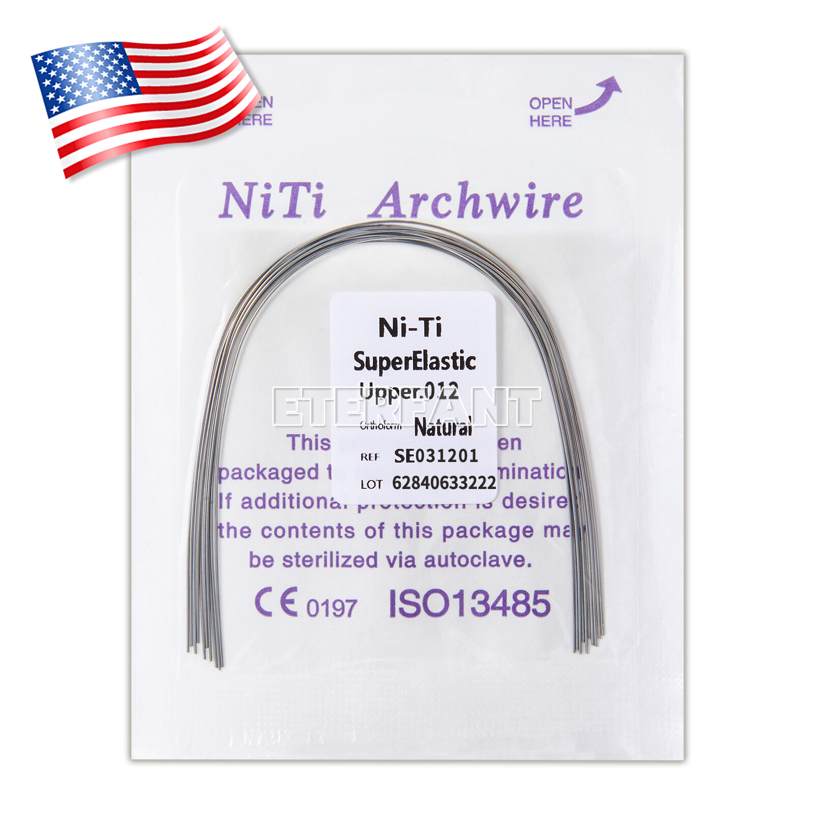 ETERFANT Dental Ortho Arch Wires Super Elastic NiTi/Stainless Steel Round US
