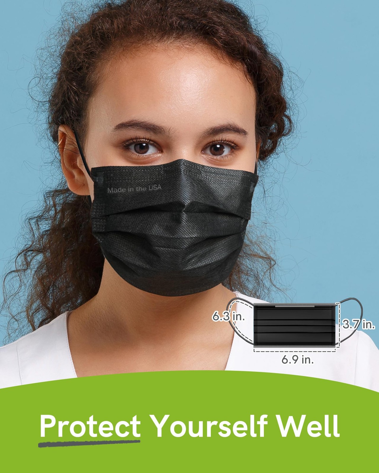 Disposable Face Masks 4-Ply ASTM Level 3 Medical Grade Black 50 Pack