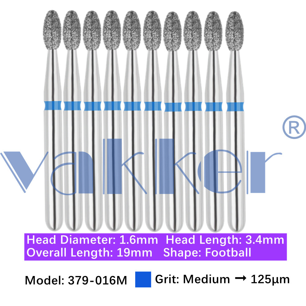 Vakker® 10pc/pk Diamond Burs Egg Diamond Bur Super Fine Medium Coarse