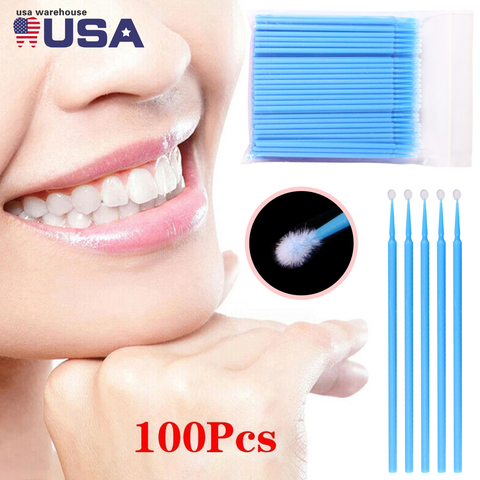 100 Pcs/pack Dental Micro Brush Disposable Materials Tooth Applicators S/M/L ty