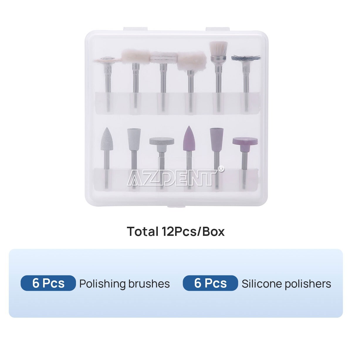 12pcs Dental Diamond Burs Silicon Carbide Felt Wheels Polishing Kit RA 2.35mm US