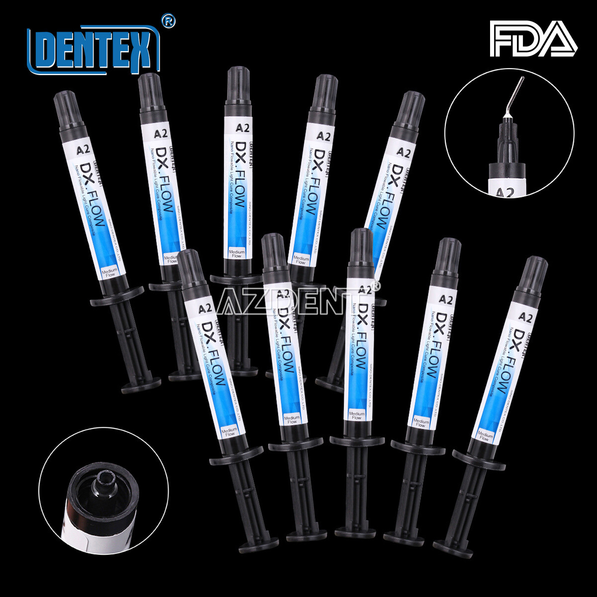 DENTEX DX.FLOW Dental Flowable Medium Flow Light Cure Composite A2 Resin