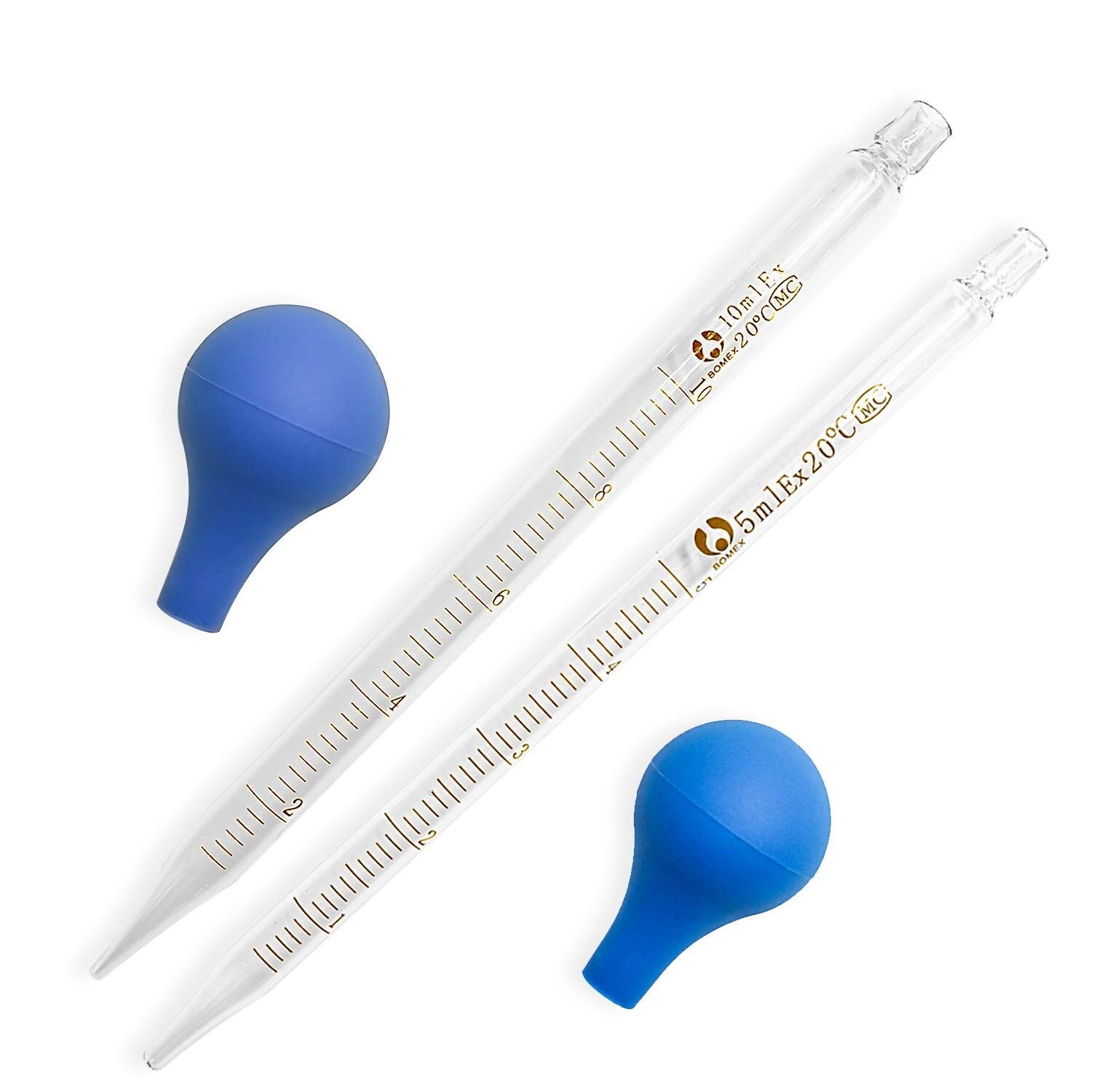 Set of 6 Glass Graduated Lab Pipette Droppers for Liquid & Oil 0.5/1/2/3/5/10ml