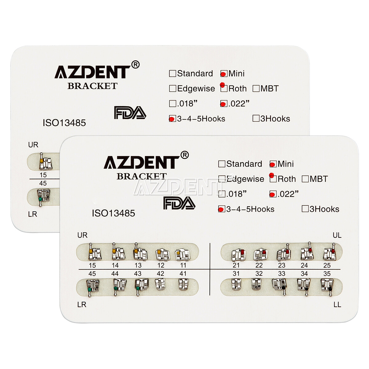 Dental Orthodontic Metal Brackets Mini/Standard Roth/MBT/Edgewise 022 Hooks 345