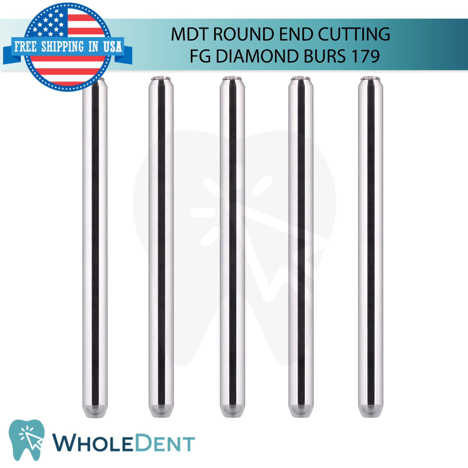 Dental MDT Round End Cutting 179 FG Diamond Burs Detailed Shaping L21.0mm Tool