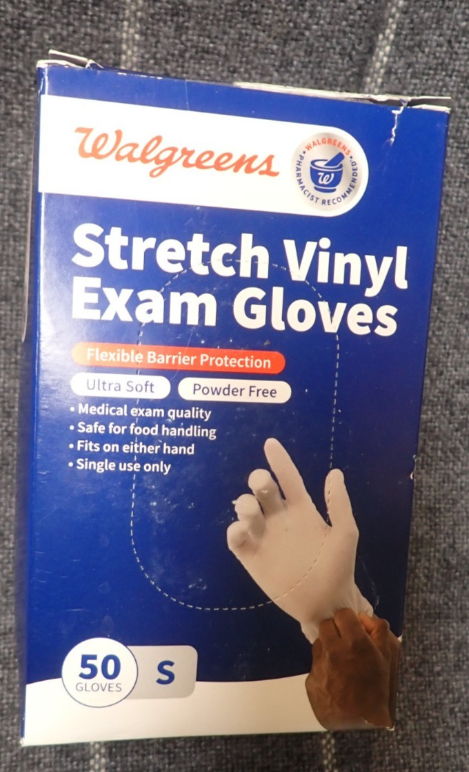 Walgreens Stretch Vinyl Exam Gloves Powder Free – 50 Count Size Small – Exp 9/26