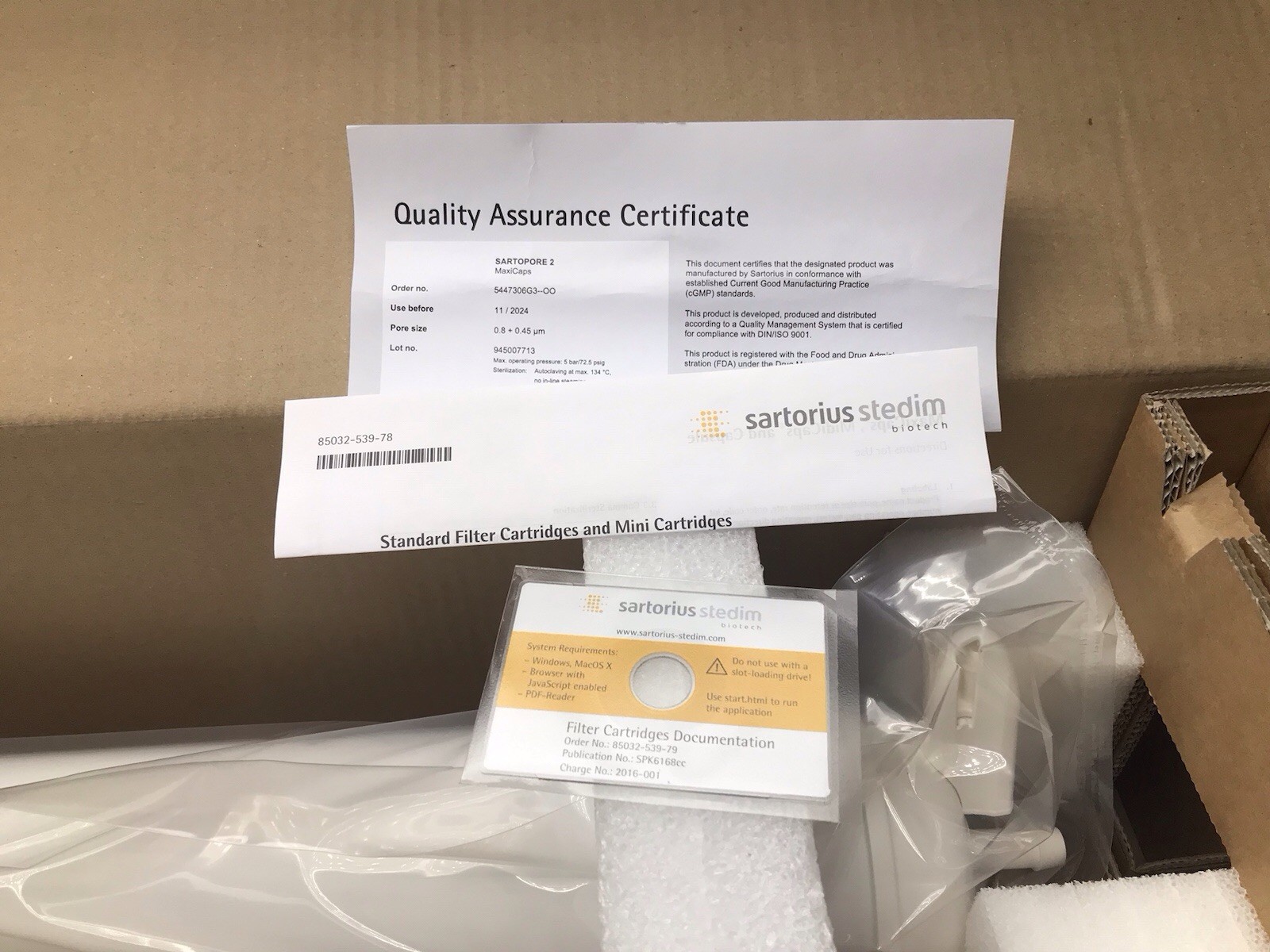 Sartorius Sartopore 2 MaxiCaps 0.45 + 0.2 µm 20″ Filter 5447307H2–00 NOS