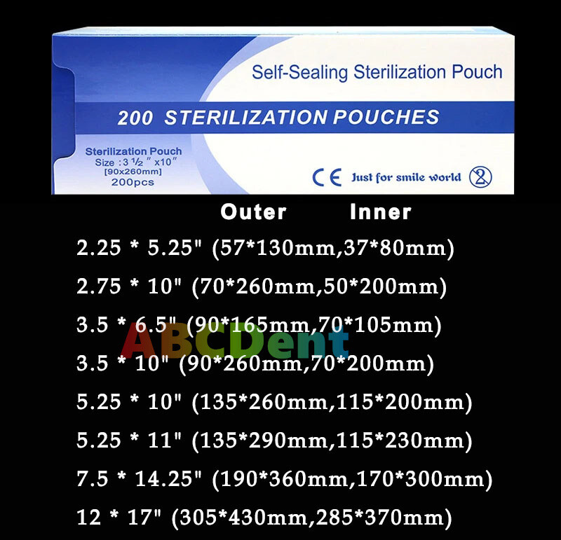 200pcs Self Sealing Sterilization Pouch Disposable Dental Instrument Storage Bag