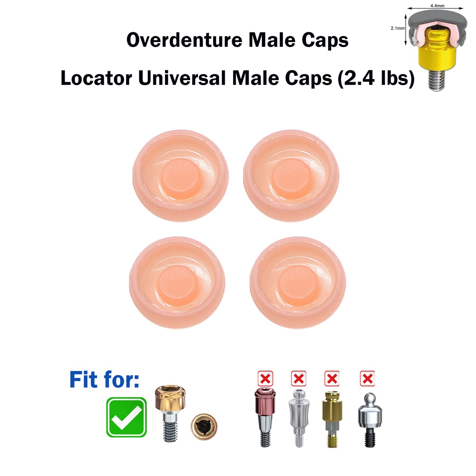 US Nobel Active Locator Overdenture Abutment Narrow Platform NP NA352 & Male Cap