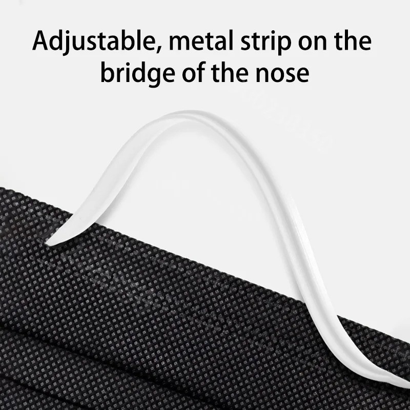 Face Mask 100PCS Adult Black Disposable Masks 3-Layer Filter Protection