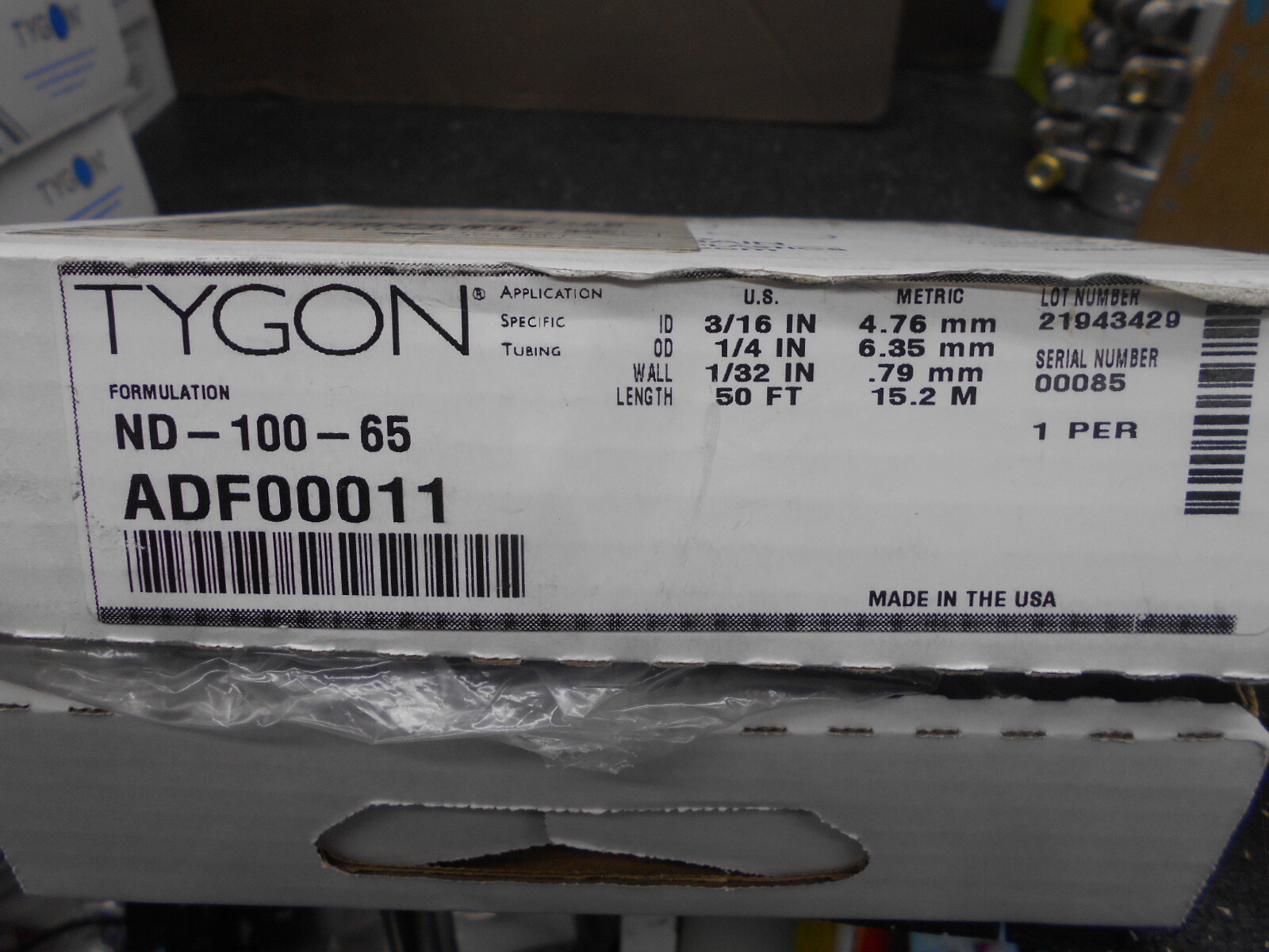 TYGON ADF00011 6.35mm OD 50 FT CLEAR FLEXIBLE TUBING
