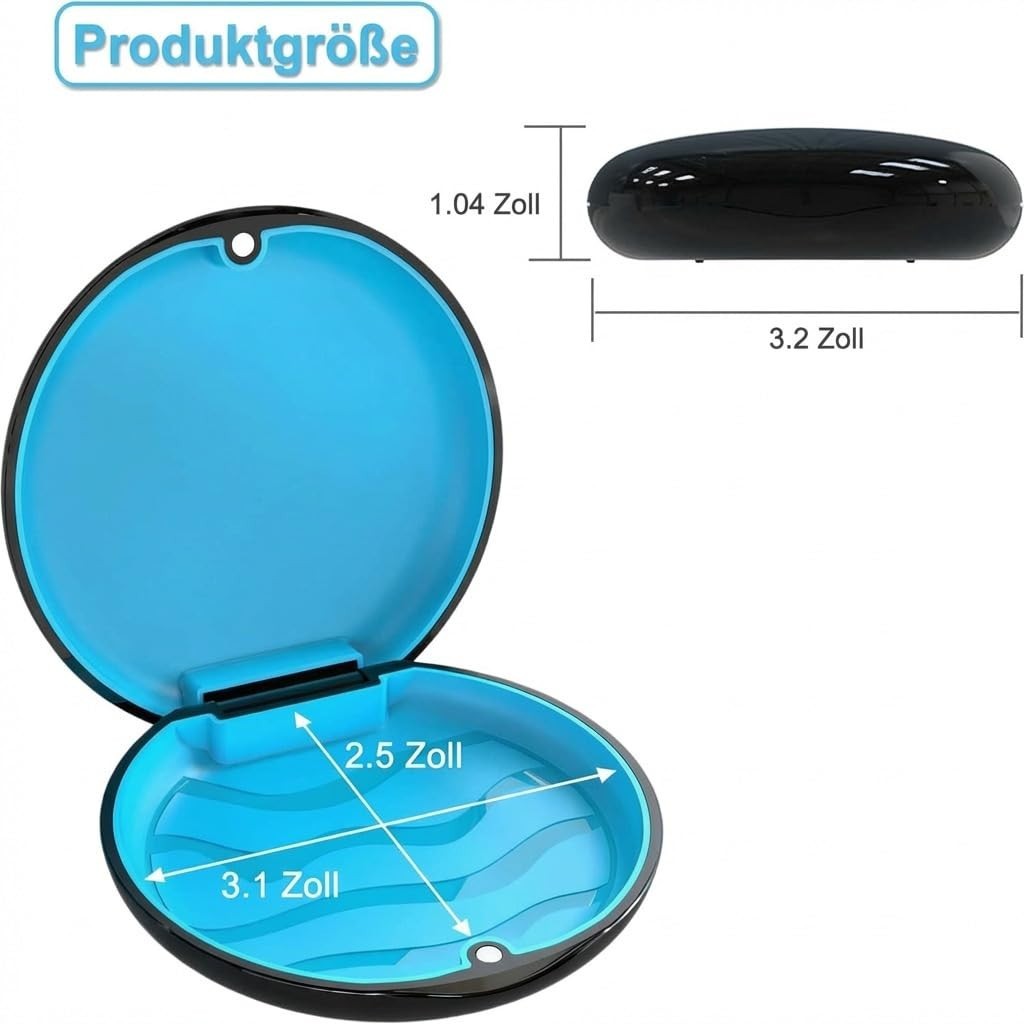 BVN Slim Retainer Case – Circular case, Black shell+blue silicone pad