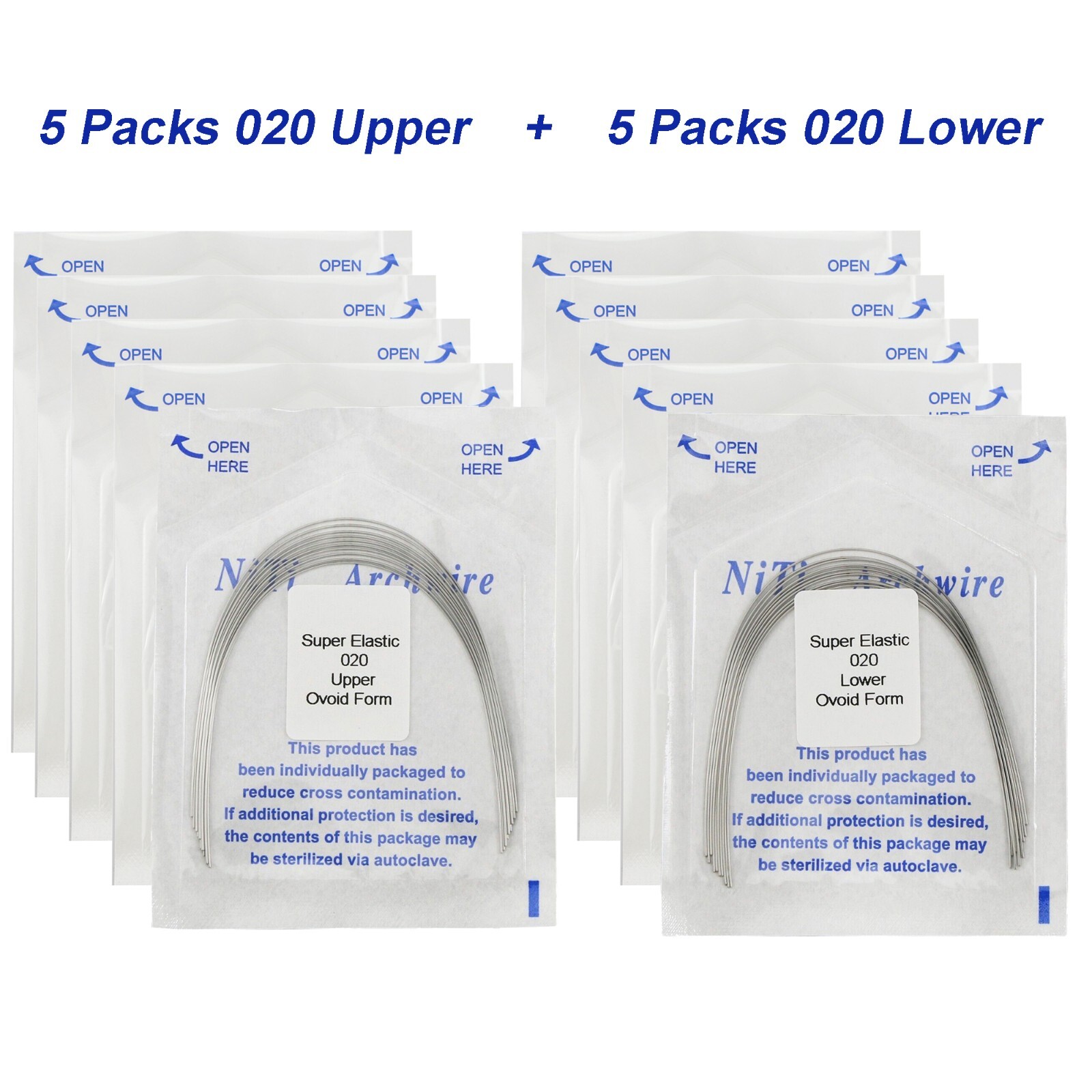 100Pcs Dental Orthodontic Arch Wire NiTi Stainless Steel Round Rectangular Ovoid