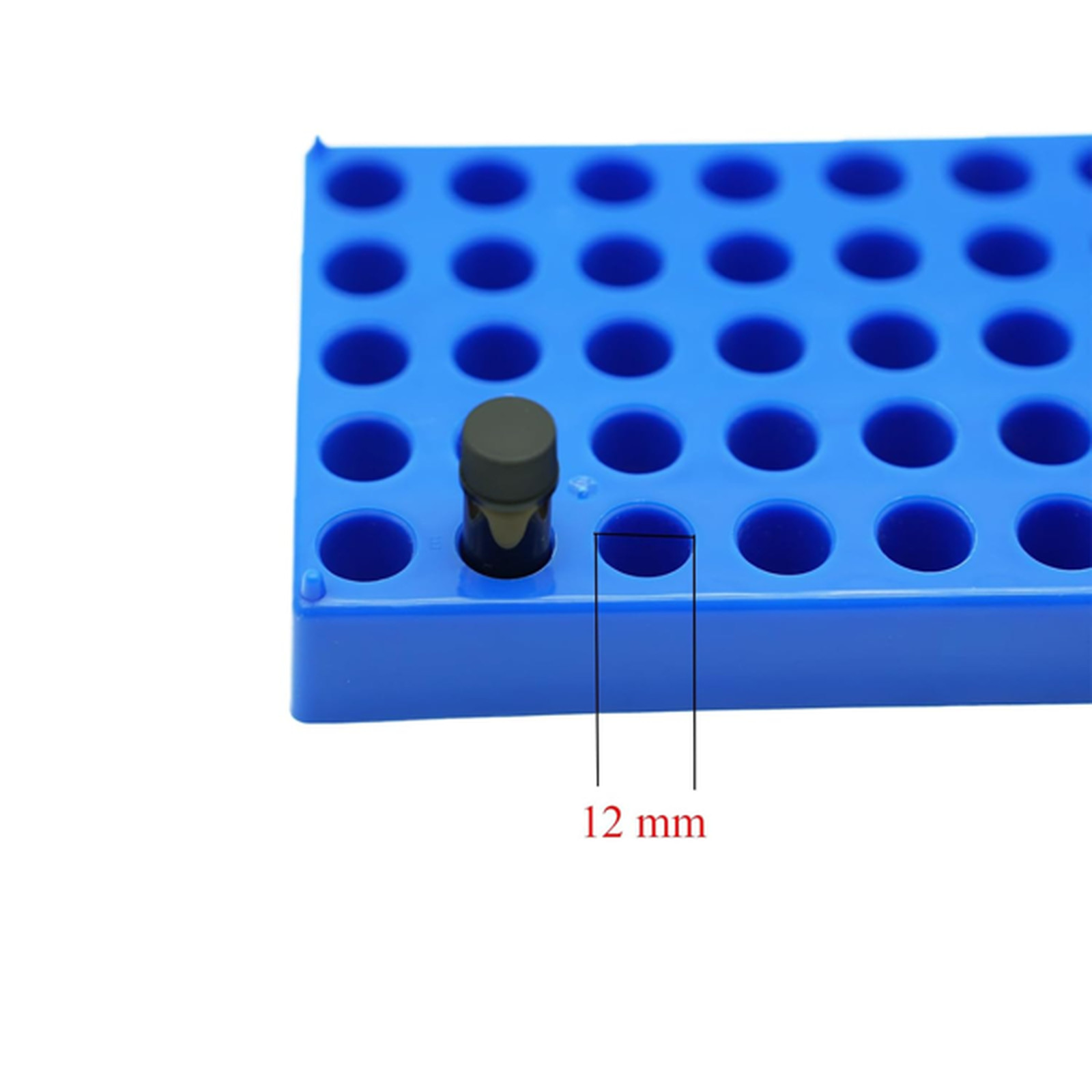 1 Pcs Vial Rack, 50 Holes for 2mL HPLC Sample Bottles, 12mm Diameter | Blue