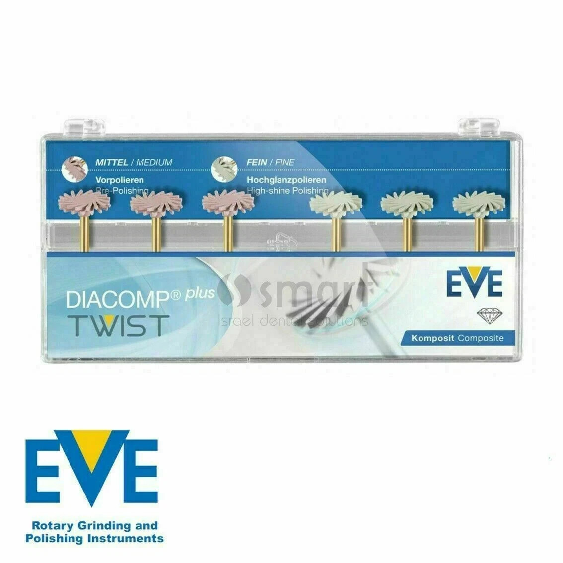 Dental Eve Diacomp Plus Twist RA 342 Composite Polishing Diamond System EVE 14mm
