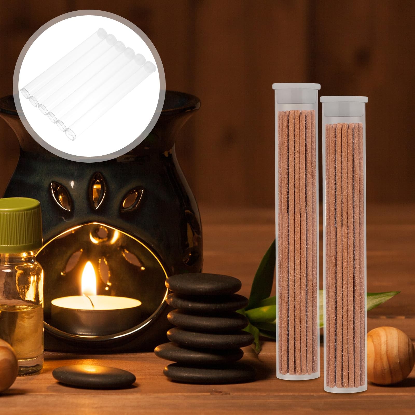 Clear PVC Acrylic Empty Storage Tube Packaging Caps Bead Craft Supply 6 PCS