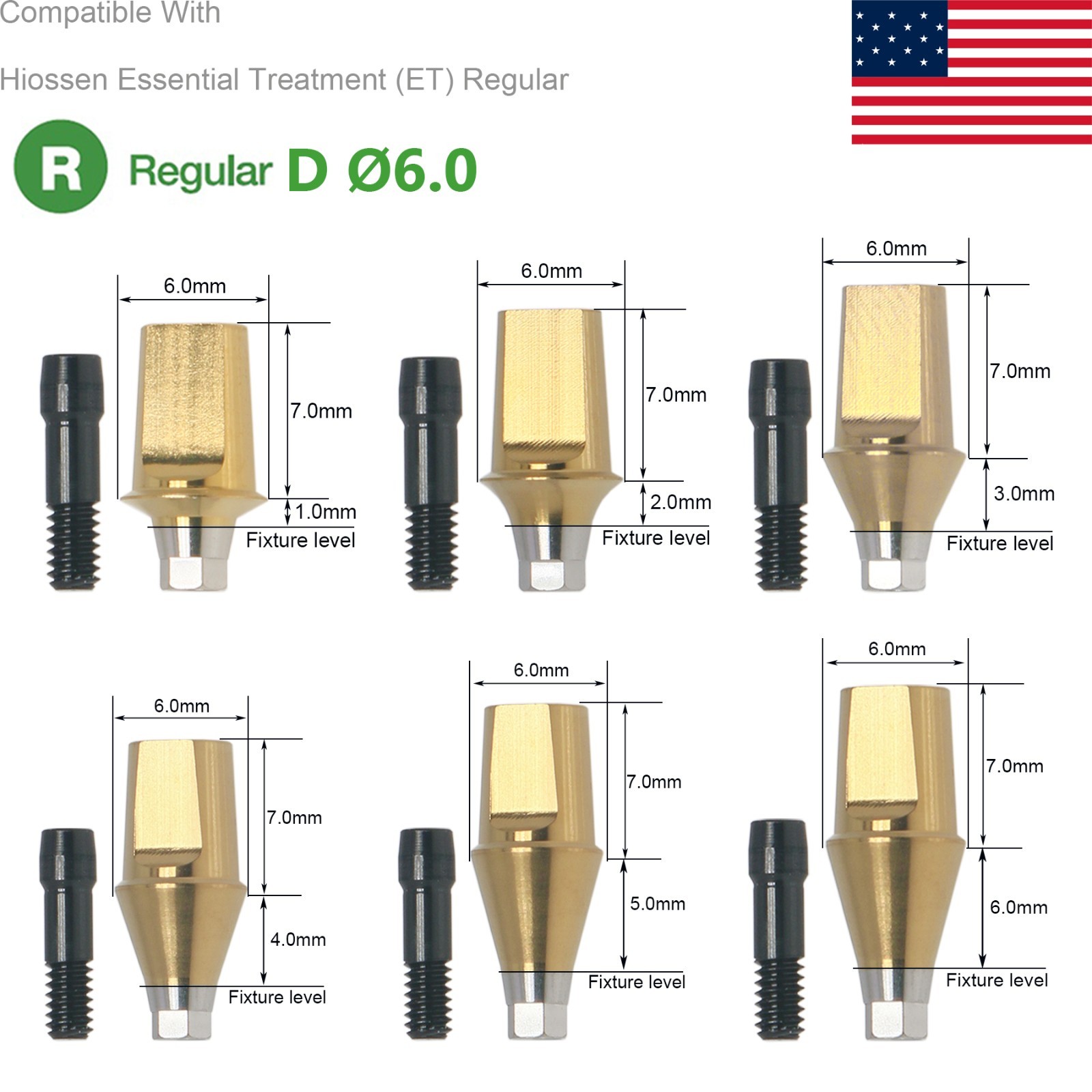 US Dental Hex Straight Transfer Abutment Mini Regular Fit Osstem Hiossen TS
