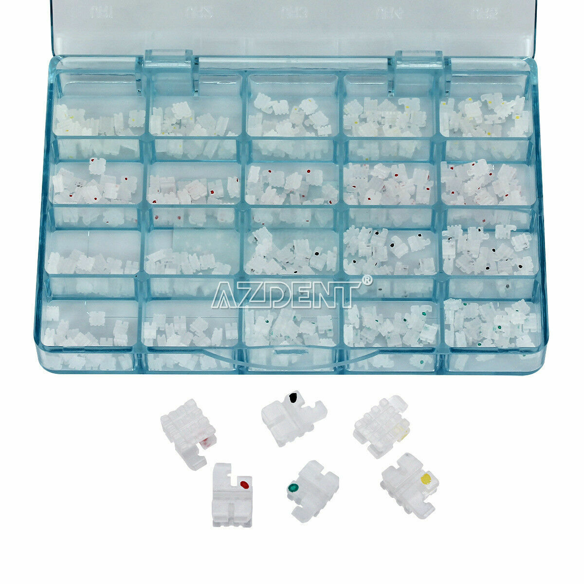 Dental Ortho Ceramic Brackets Braces 5*5 MBT/ROTH 022″ Hooks 3 4 5 Mesh Base