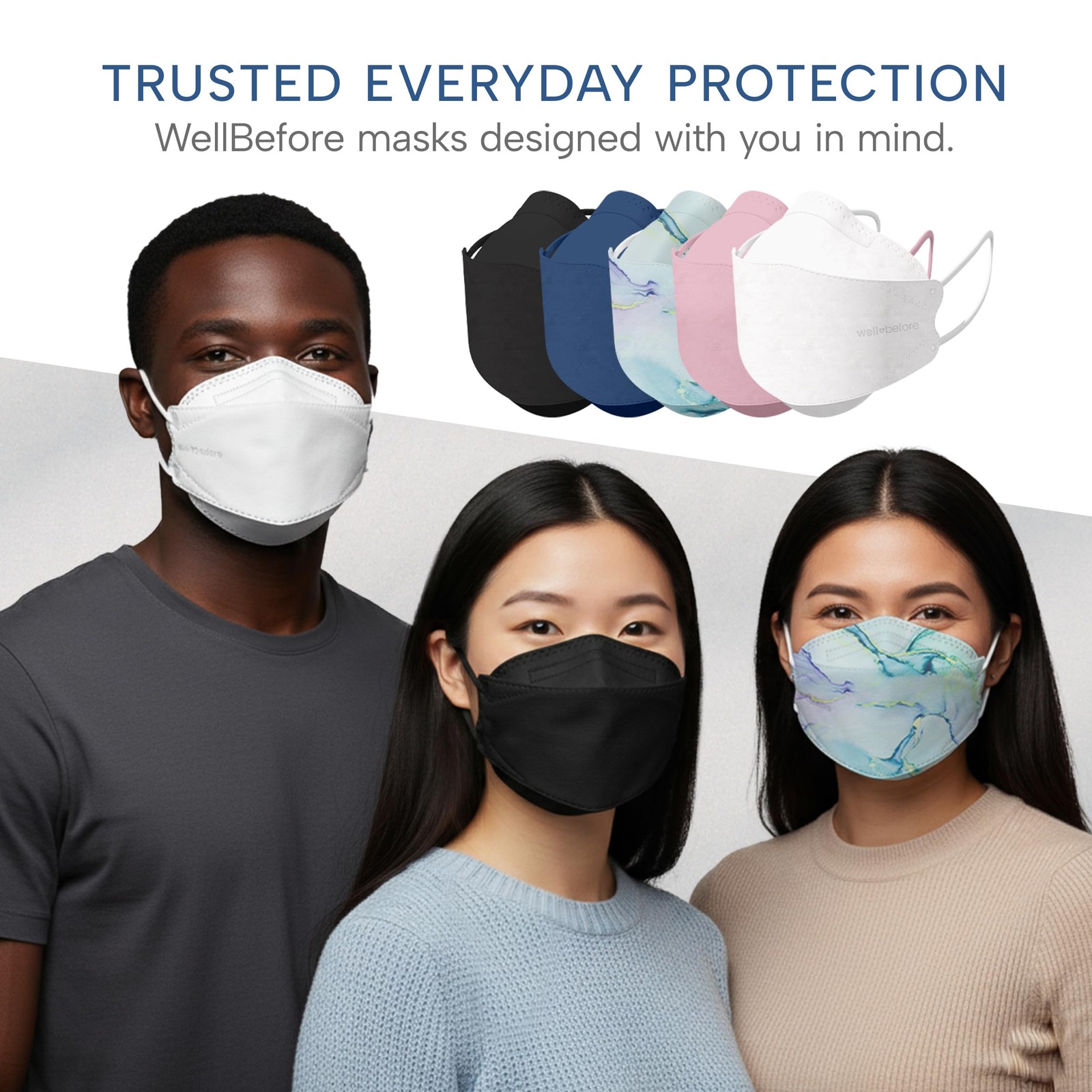 Welcome Series KN95 3D Face Mask, Black, Medium, Pack of 50