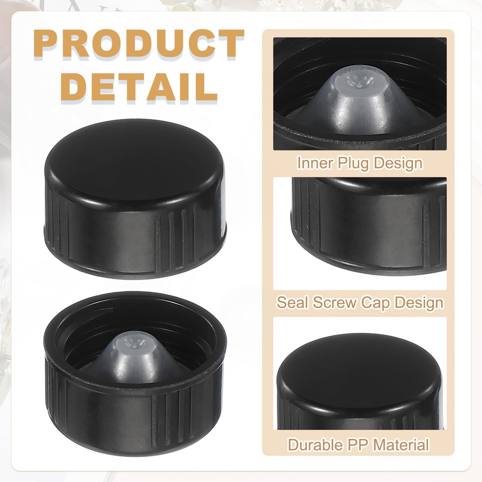 uxcell 16 Pcs Phenolic Resin Cover, 22mm Poly Seal Screw Caps 22mm, black
