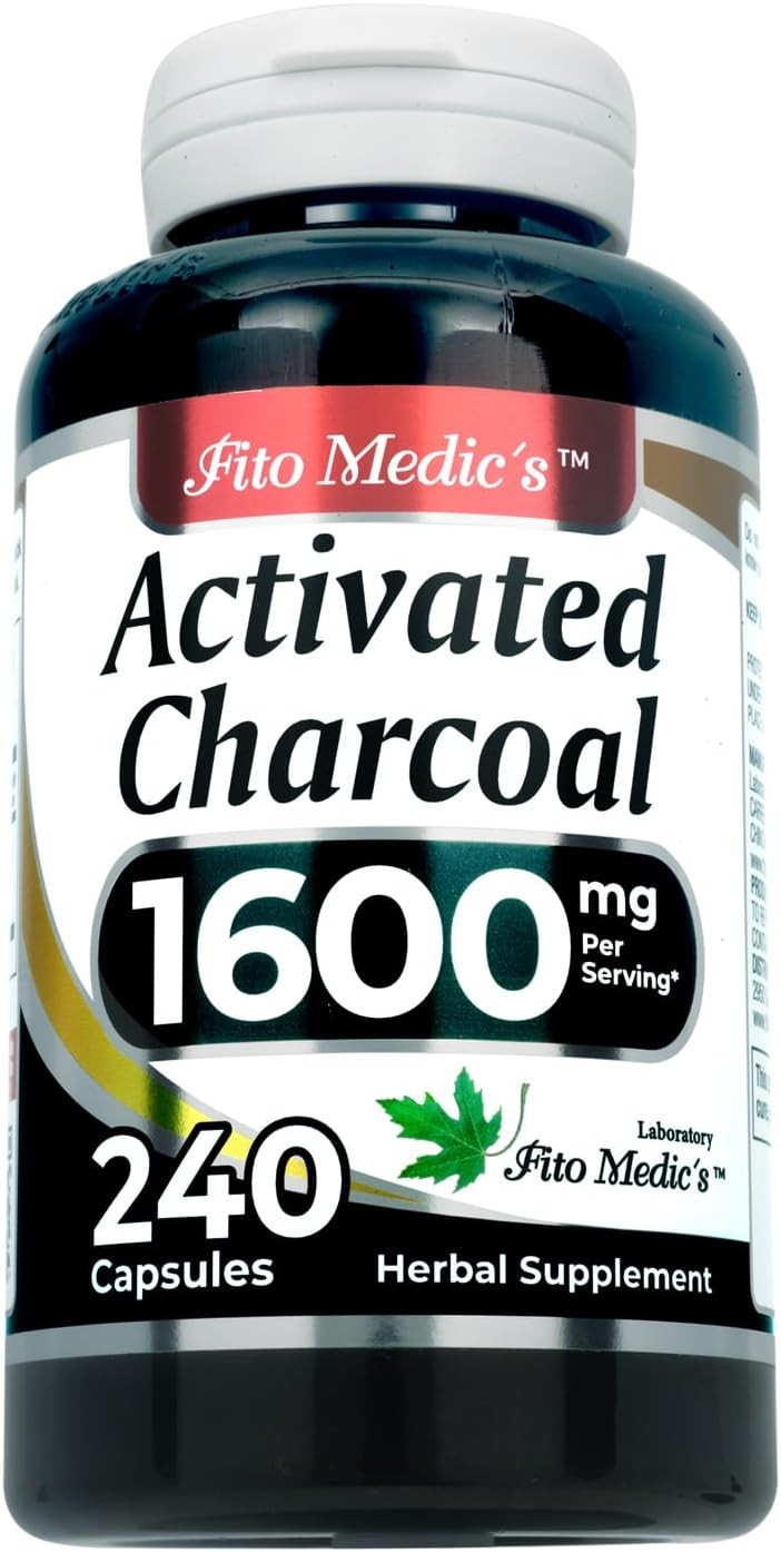 FITO MEDIC’S Lab | Activated Charcoal Pills| 1600 mg per Serving | 240 Caps |