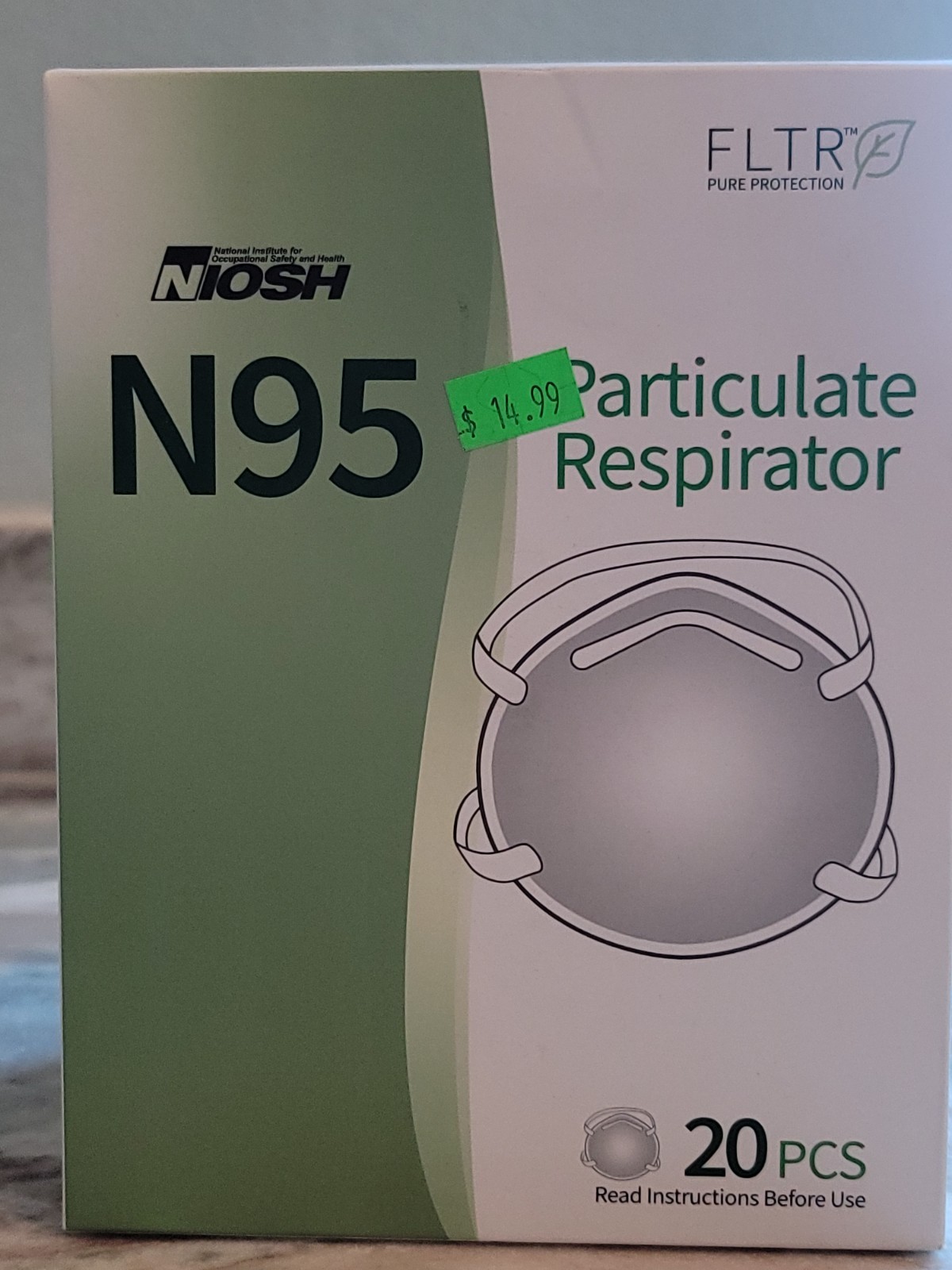 FLTR Pure Protection N95 Particulate Respirator Disposable Protective Mask 20PCS