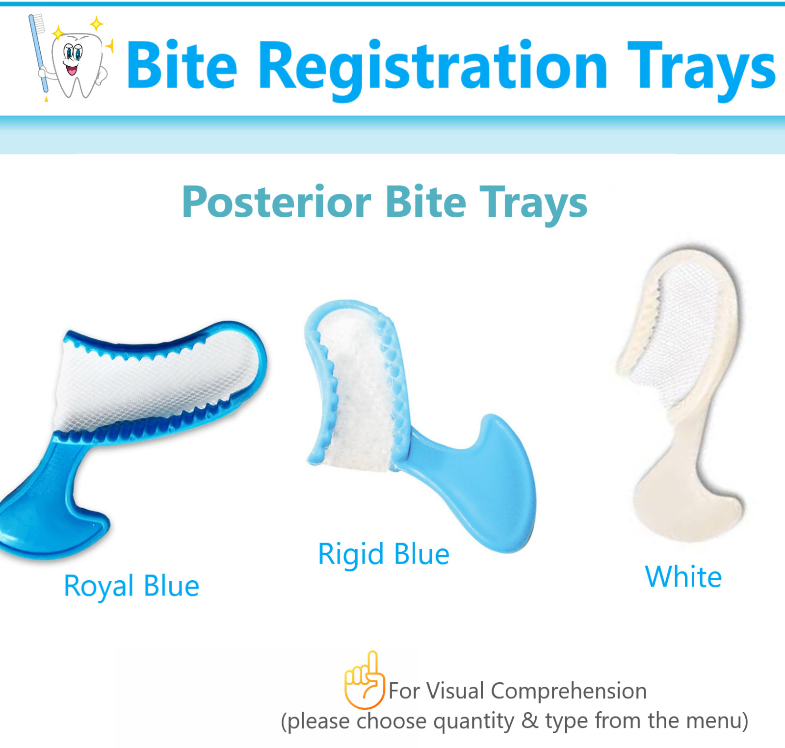 VPS Impression Bite Registration Trays Triple Tray Mold Choose Size, 50-100/PK