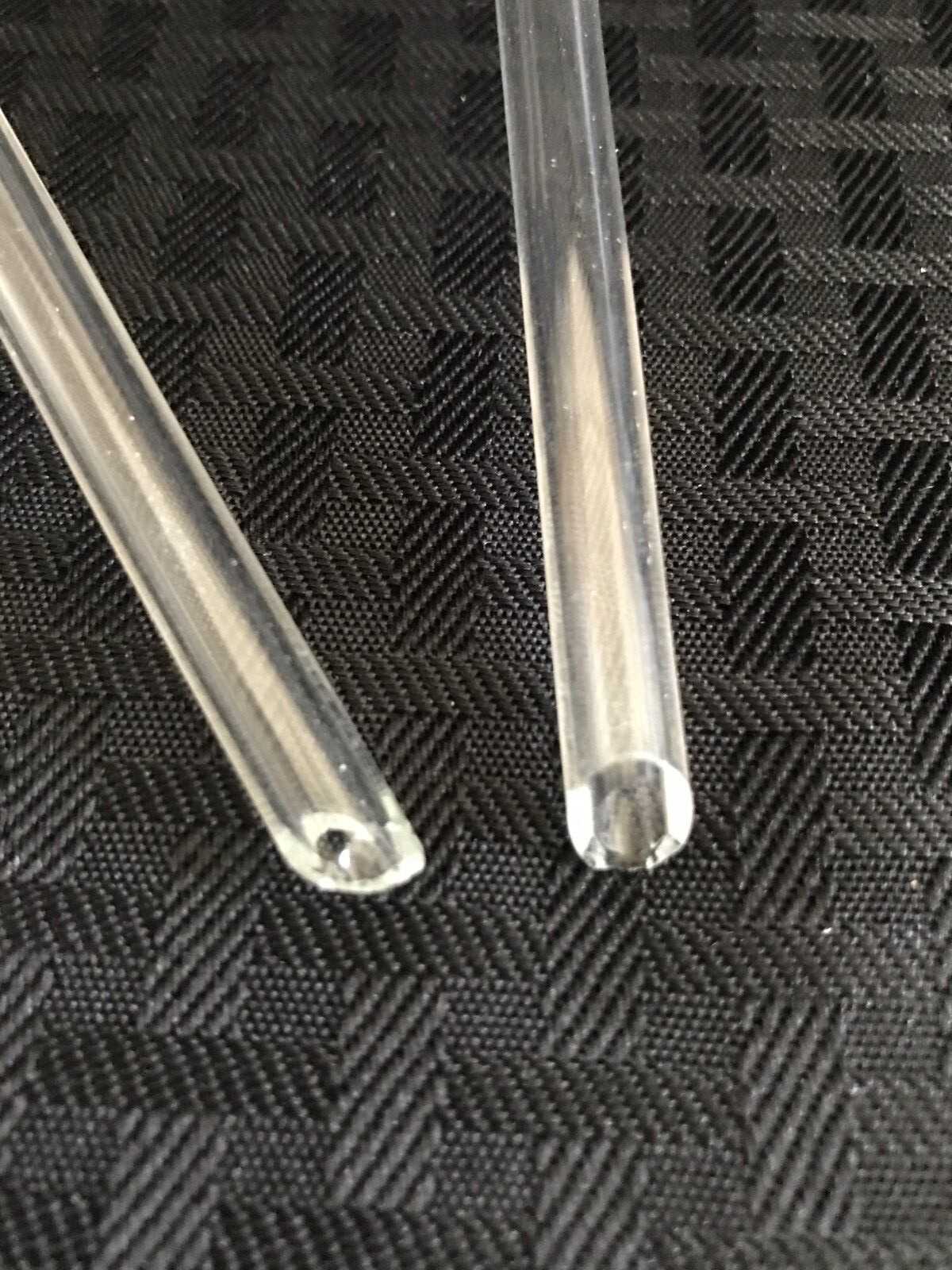 (2) Corning Pyrex Glass 100mm ID 60° Angle Fluted Filling Funnel 6180-100 Chips