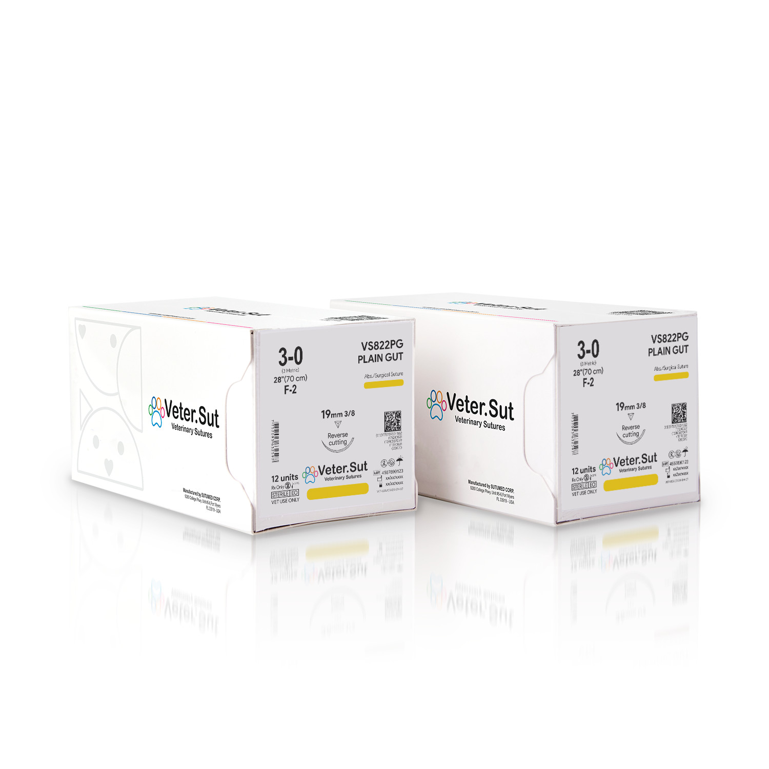 Plain Gut Suture, USP 3-0, 3/8 19mm reverse cutting Veterinary Sutures