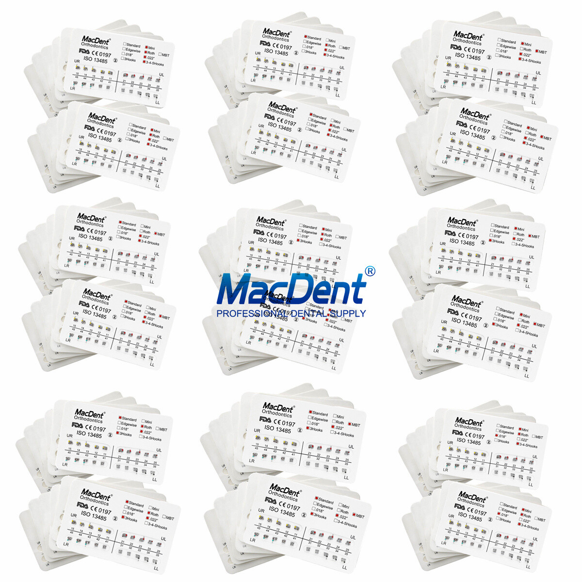 MacDent Dental Orthodontic Metal Brackets Braces Mini/Standard Roth/MBT 022/018