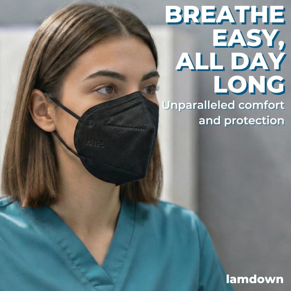 Kn95 Face Masks, Individually Wrapped, Premium Disposable Dust Mask, Black