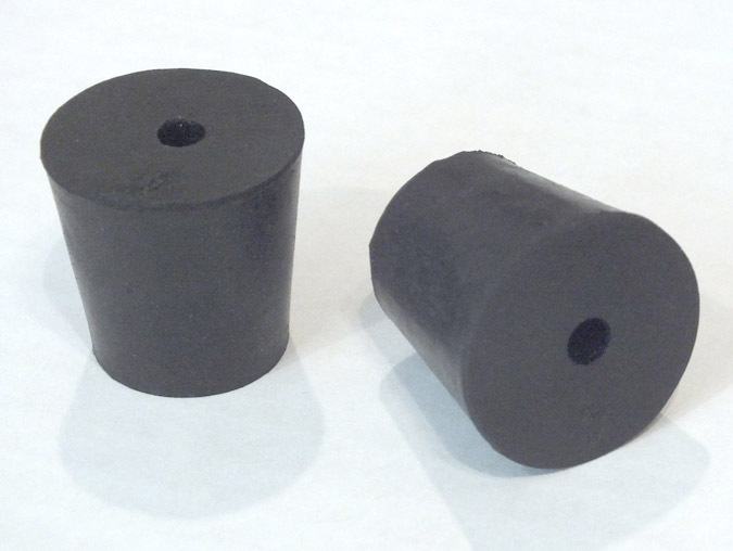 #4 Black Natural Rubber Laboratory Stoppers Size 4 1-HOLE STOPPER 6/pack RS-4H