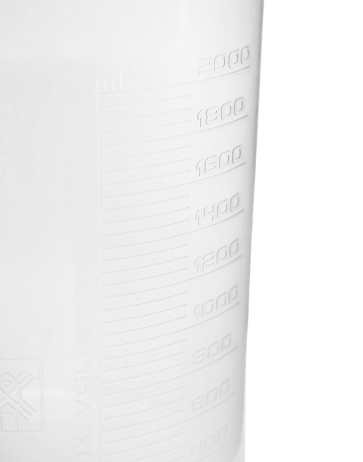 Plastic Beaker, 5000ml – Polypropylene Plastic – Raised Graduations, Tapered Spo