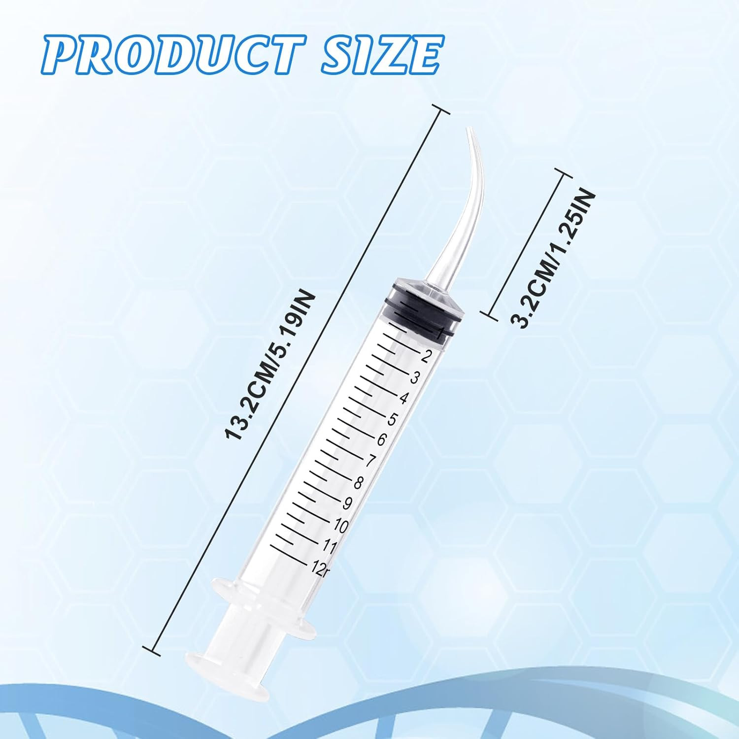 Wisdom Teeth Syringe,12Ml Dental Irrigation Syringe (10 Pack) | Curved Tip & Mea