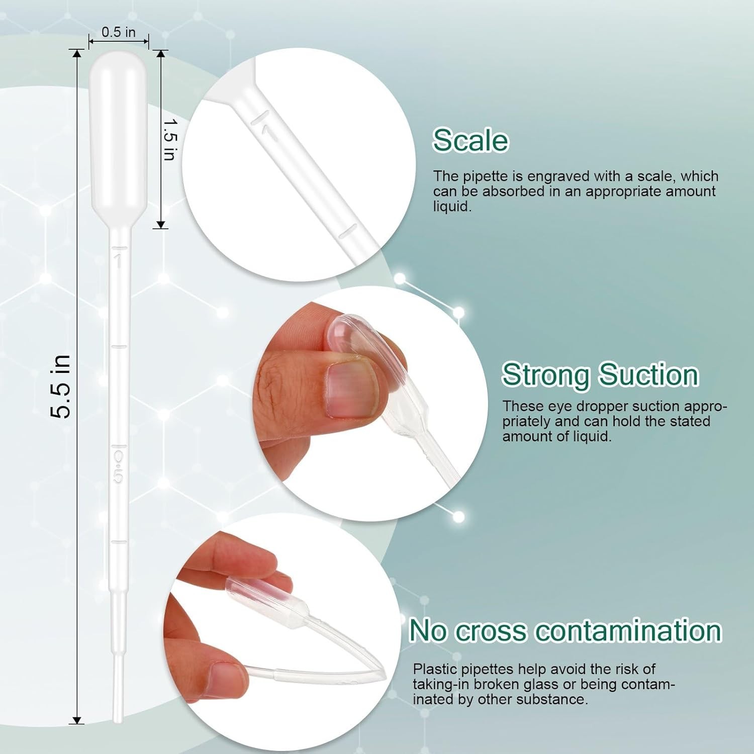 25Pcs 5ML Pipettes Dropper – Disposable Plastic Pipettes Dropper for Lab Science