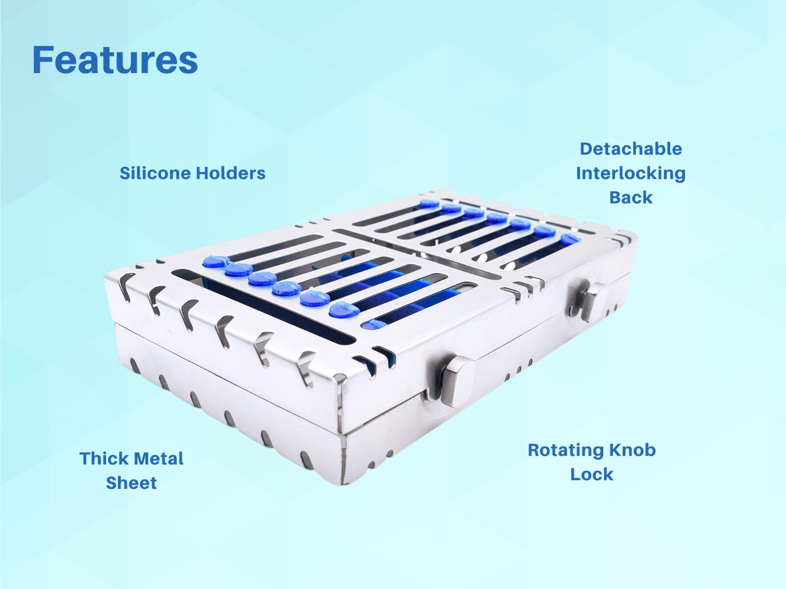 7 Instruments Heavy Duty Sterilization Cassette Tray Pack of 10 ARTMAN