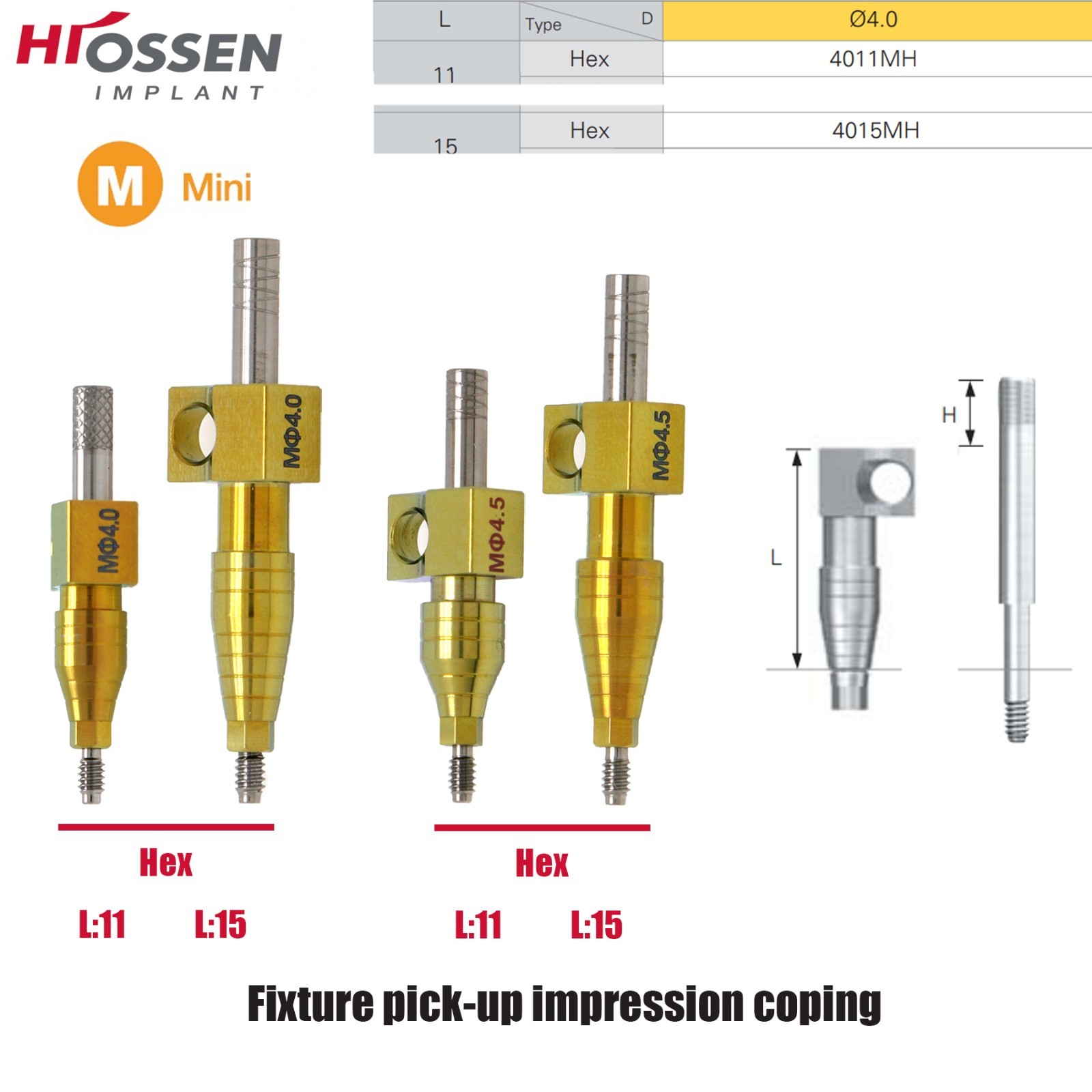 US Impression Transfer Coping Mini & Regular Hex Open / Closed Tray Hiossen ET