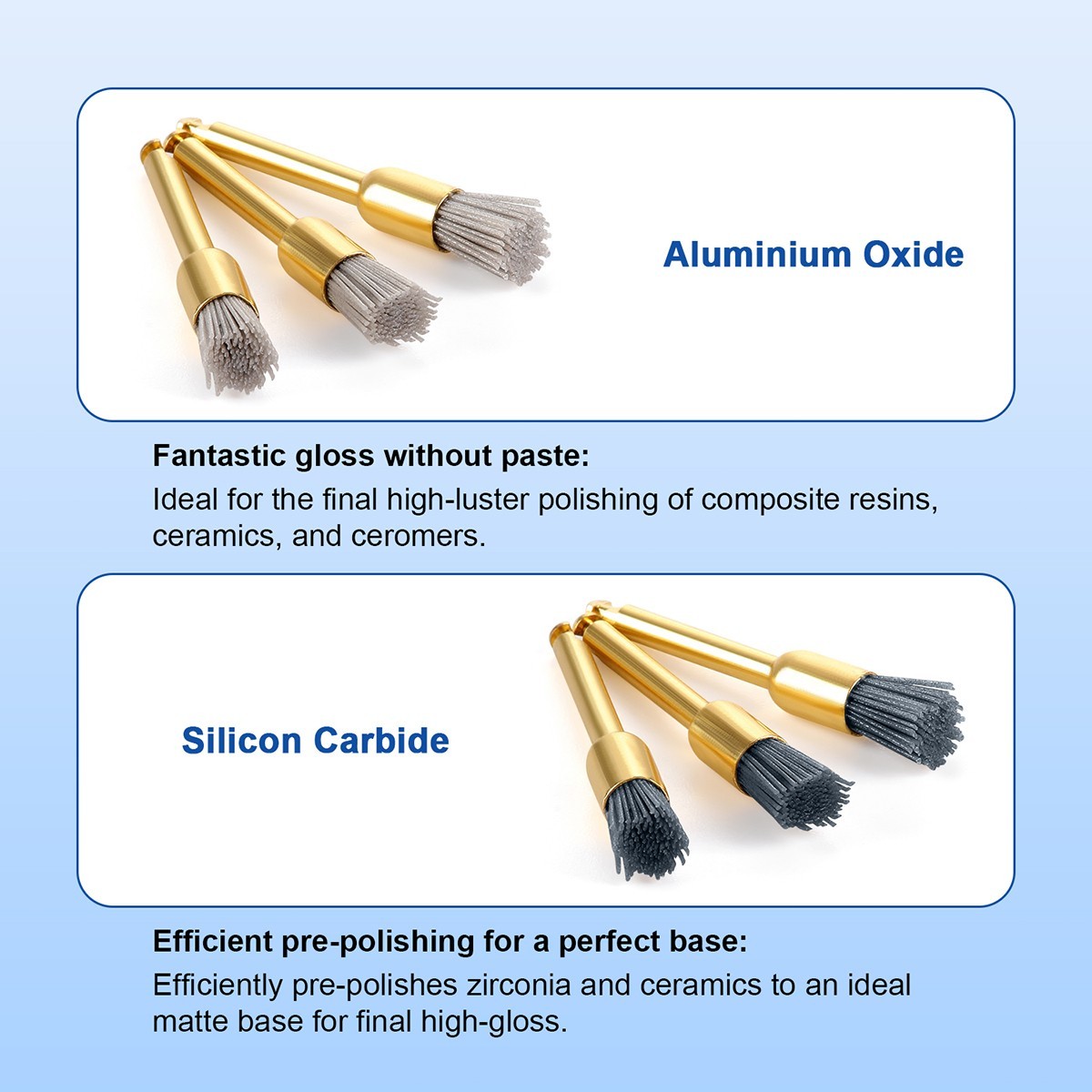 AZDENT Dental Silicon Carbide Aluminium Oxide Polishing Brush Sharp/Flat/Bowl