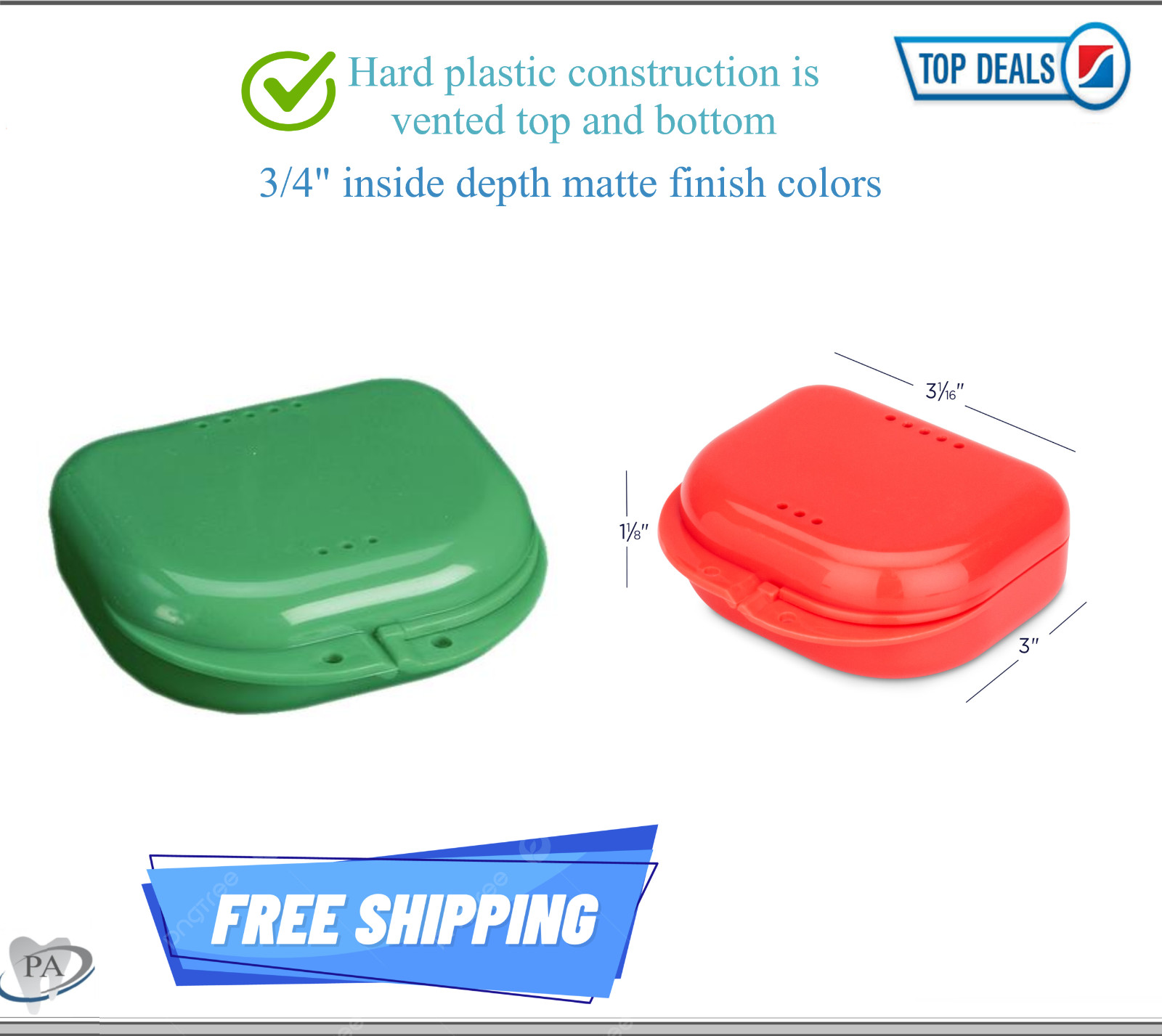 Dental Denture Box Retainer Box Carrier 4W x 2in x 2in Upto 200 Retainers/Case