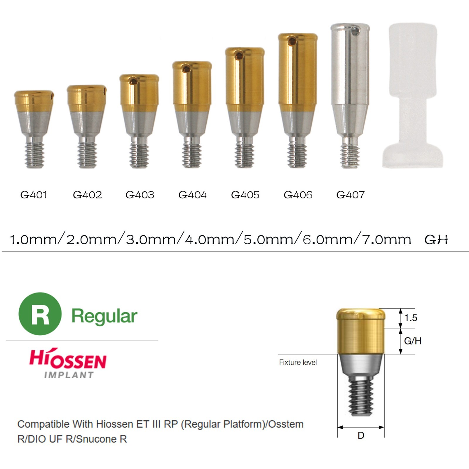 US Locator attachment abutment For Hiossen ET /Osstem TS Mini/Regular 1-7.0mm GH