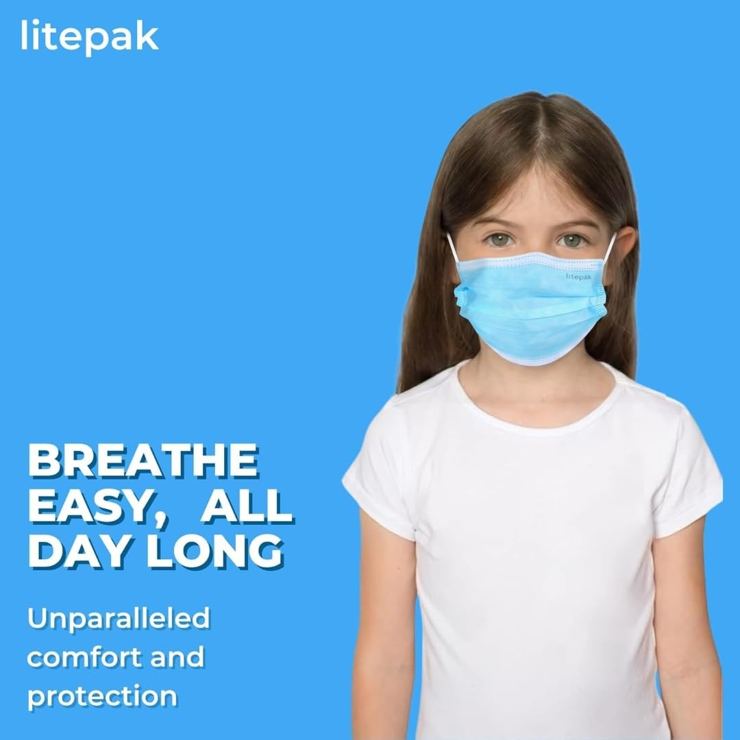 200pcs Kids Disposable Face Masks – 3 Ply 200 Count (Pack of 1), Blue