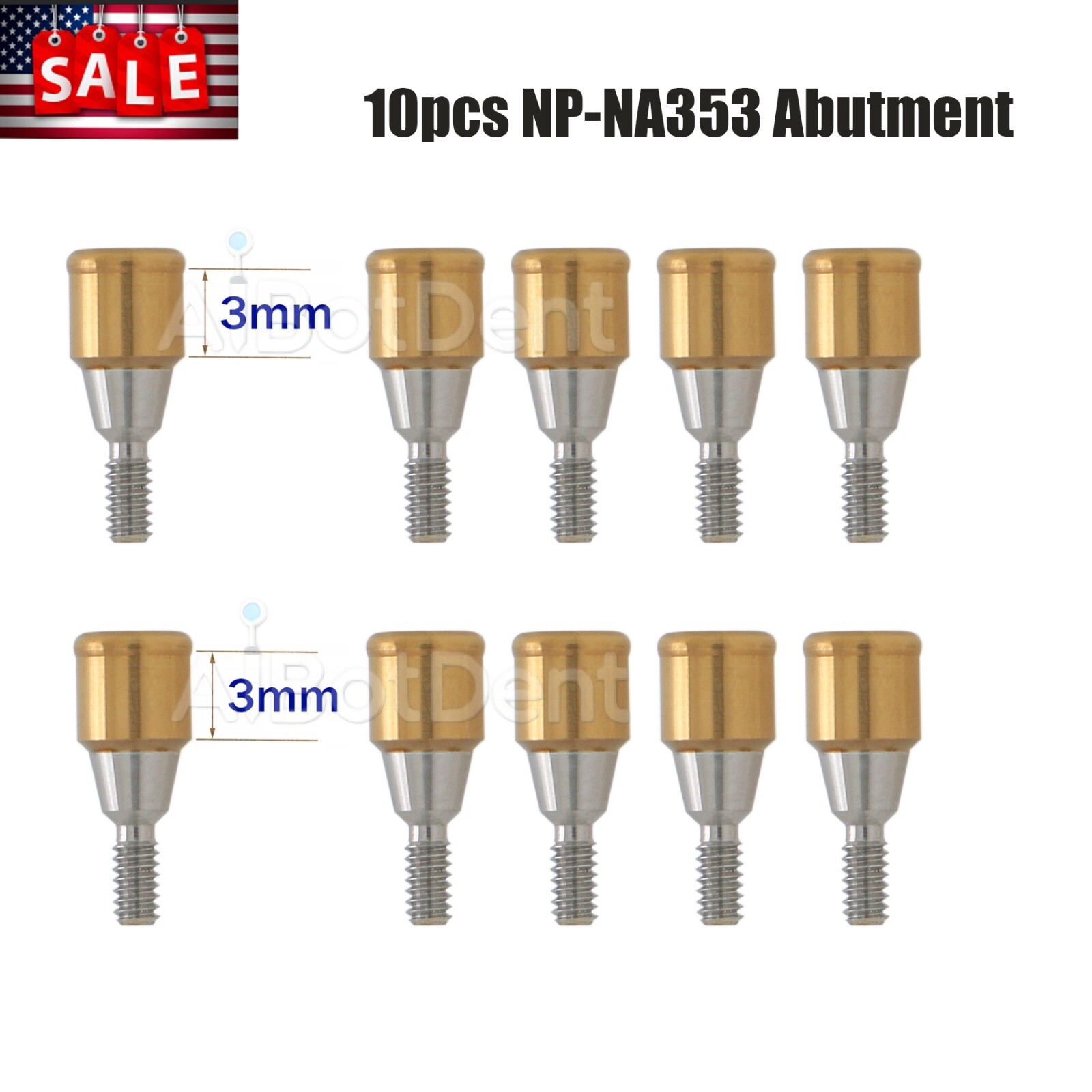 US Dental Nobel NP-NA353 Implant Attachment Abutment Male Caps Kit 3.0mm PEEK