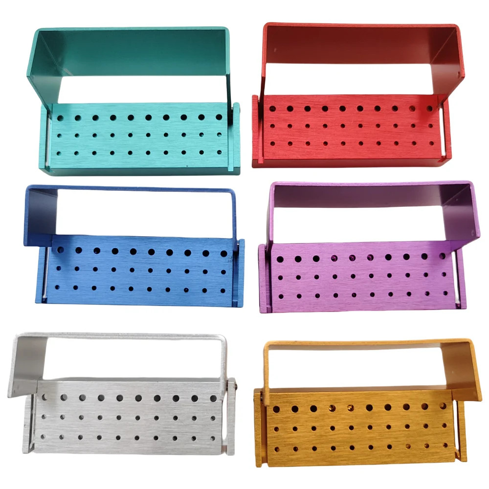 20Pcs Dental Bur Burs Holder Block Disinfection Box Aluminium Autoclave 30 Holes