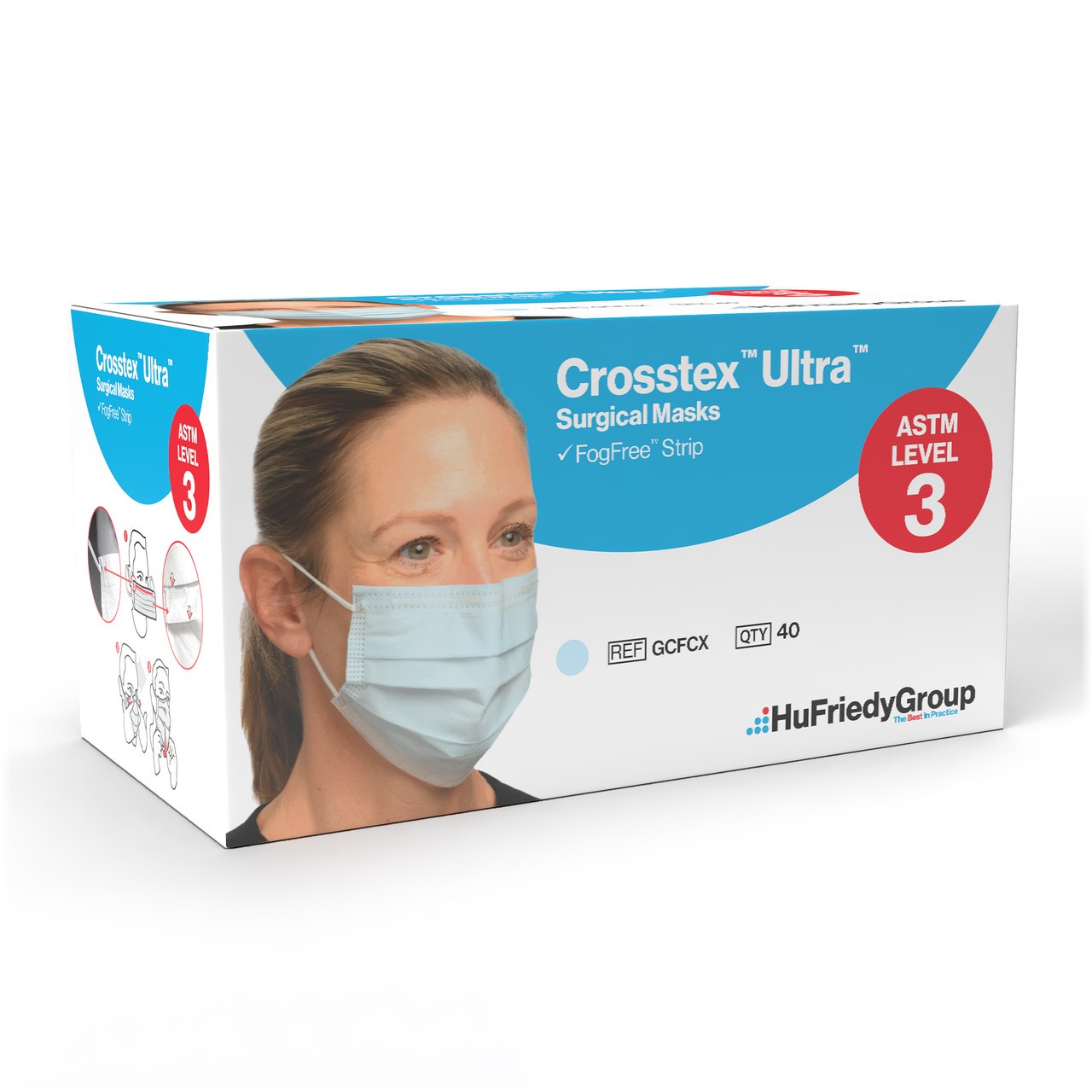 Crosstex Crosstex Ultra FogFree Ultra No-Fog Mask -Blue, 40/Bx. BFE 98%, PFE