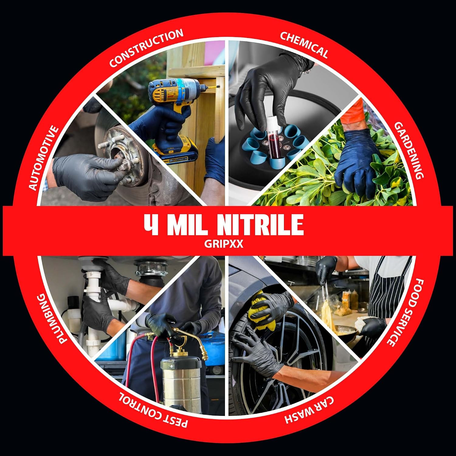 Black Nitrile Gloves Disposable Latex Free & Powder Free, 4 Mil Rubber Glove, Cl