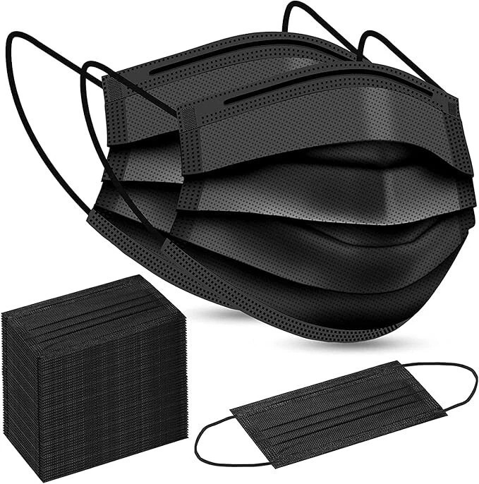 Face Mask 2000PCS Adult Black Disposable Masks 3-Layer Filter Protection